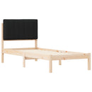 vidaXL Ágykeret Kárpitozott Fejtámlával Fekete 80 x 200 cm Tömör fenyő