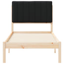 vidaXL Ágykeret Kárpitozott Fejtámlával Fekete 80 x 200 cm Tömör fenyő