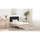 vidaXL Ágykeret Kárpitozott Fejtámlával Fekete 90 x 190 cm Tömör fenyő