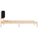 vidaXL Ágykeret Kárpitozott Fejtámlával Fekete 90 x 190 cm Tömör fenyő