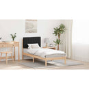 vidaXL Ágykeret Kárpitozott Fejtámlával Fekete 75 x 190 cm Tömör fenyő