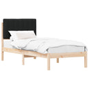 vidaXL Ágykeret Kárpitozott Fejtámlával Fekete 75 x 190 cm Tömör fenyő