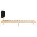 vidaXL Ágykeret Kárpitozott Fejtámlával Fekete 75 x 190 cm Tömör fenyő
