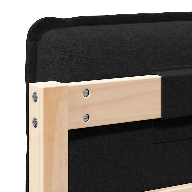 vidaXL Kárpitozott fejtámla Természetes és fekete 140 cm Tömör fenyőfa