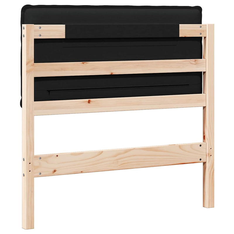 vidaXL Kárpitozott fejtámla Természetes és fekete 80 cm Tömör fenyőfa