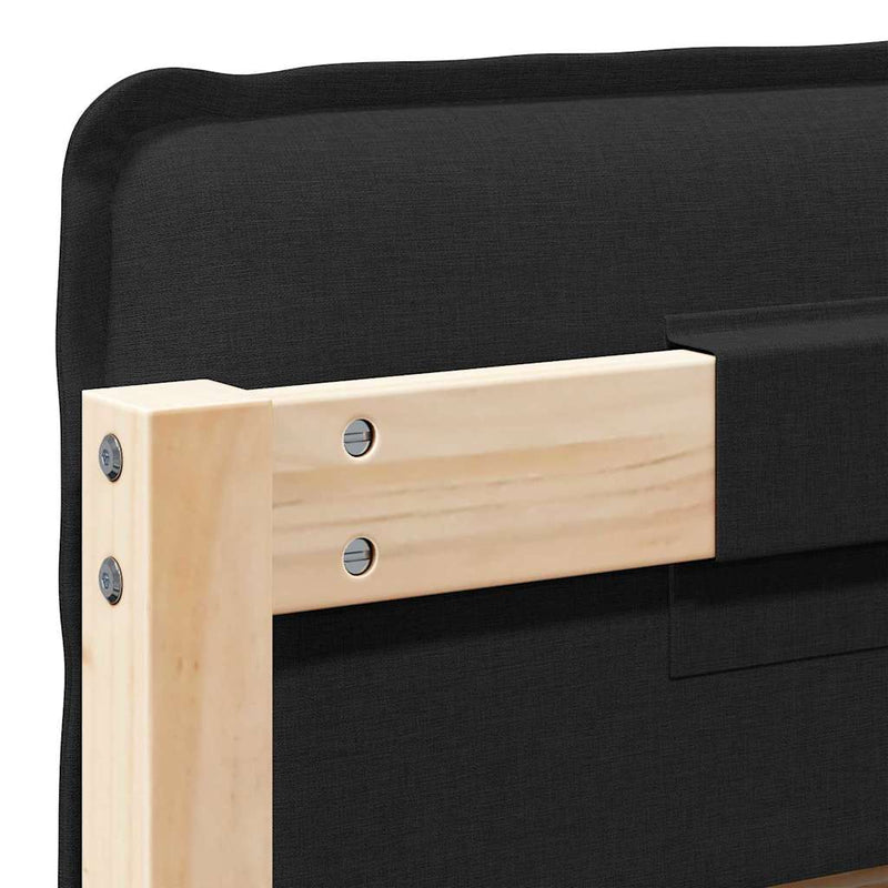 vidaXL Kárpitozott fejtámla Természetes és fekete 75 cm Tömör fenyőfa