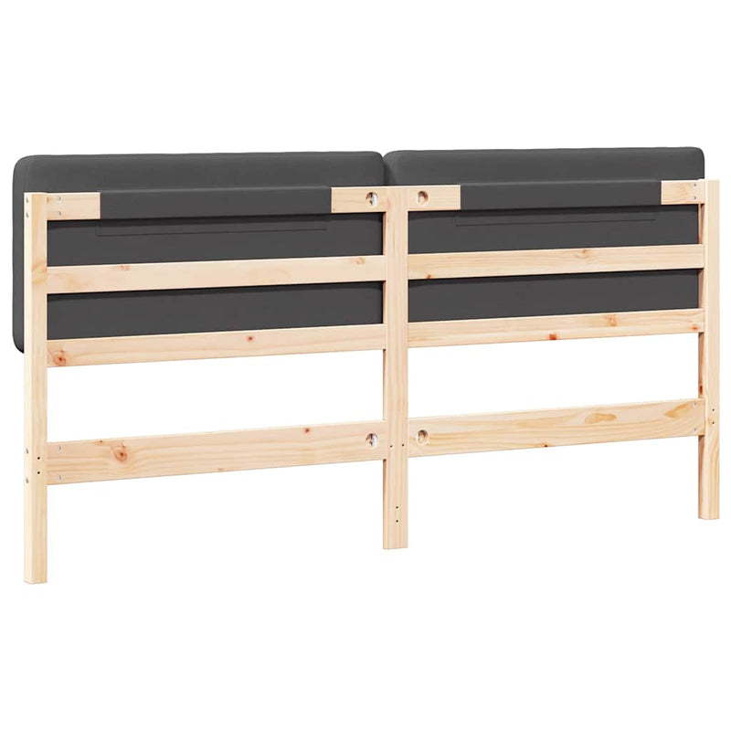 vidaXL Kárpitozott fejtámla Barna és sötétszürke 200 cm Tömör fenyőfa