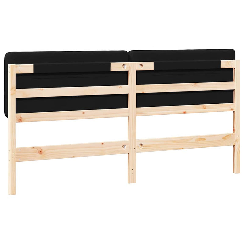 vidaXL Kárpitozott fejtámla Barna és fekete 180 cm Tömör fenyőfa