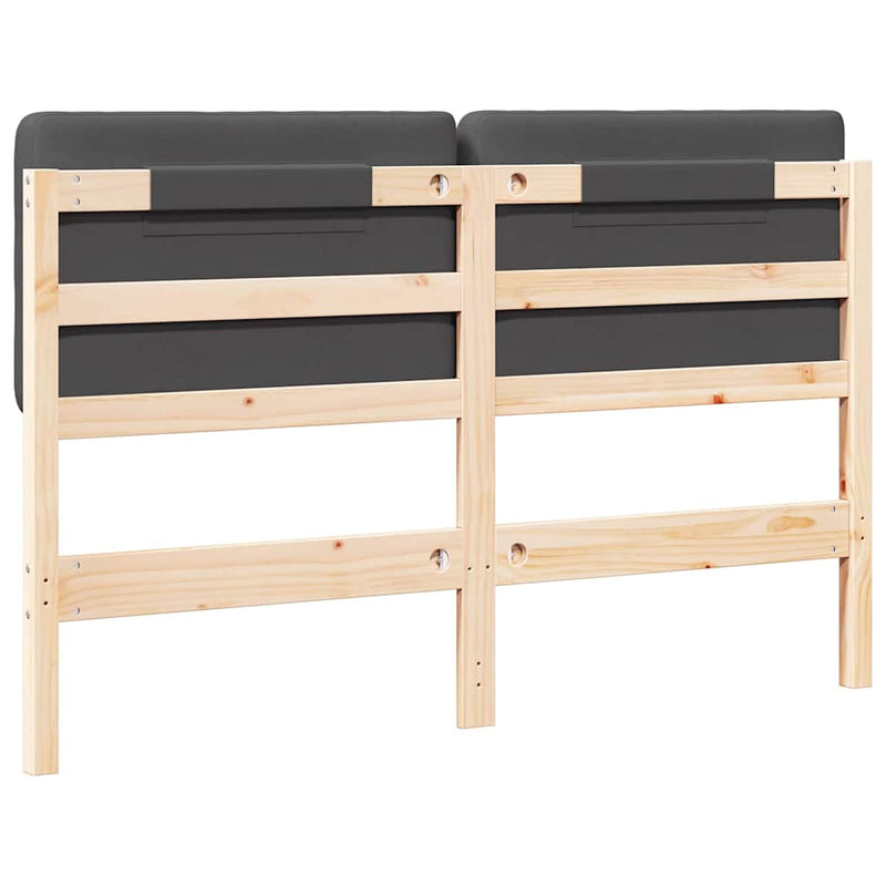 vidaXL Kárpitozott fejtámla Barna és sötétszürke 120 cm Tömör fenyőfa