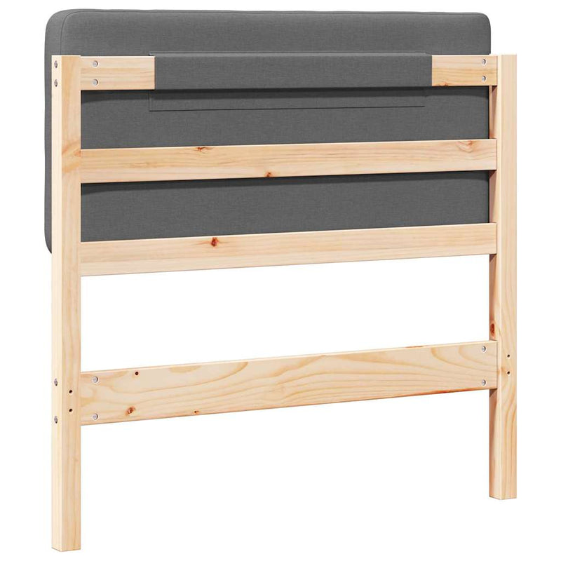 vidaXL Kárpitozott fejtámla Barna és Világosszürke 90 cm Tömör fenyőfa