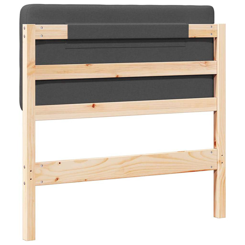 vidaXL Kárpitozott fejtámla Barna és sötétszürke 90 cm Tömör fenyőfa