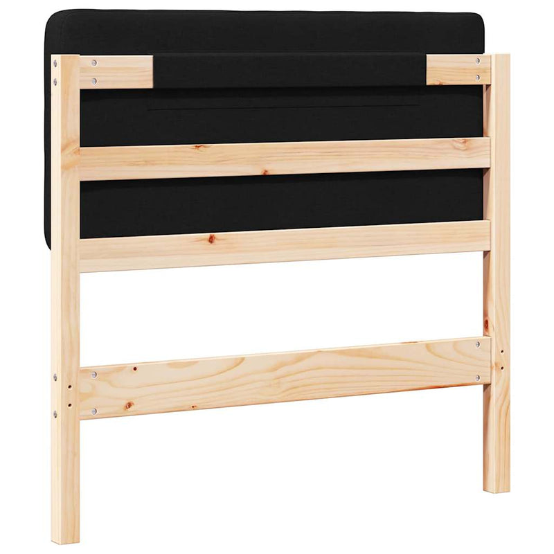 vidaXL Kárpitozott fejtámla Barna és fekete 90 cm Tömör fenyőfa