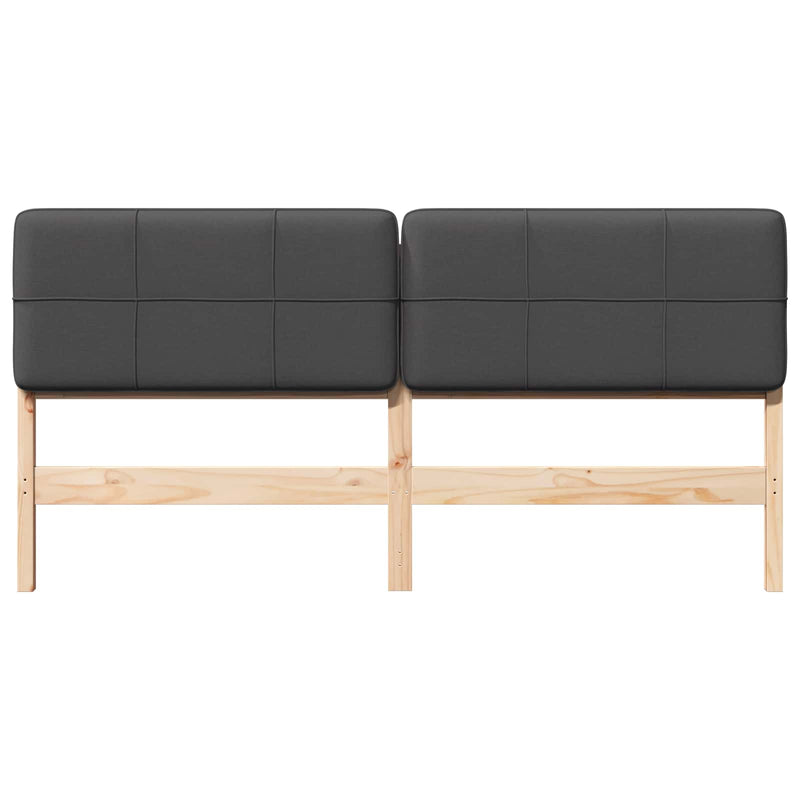 vidaXL Kárpitozott fejtámla Barna és sötétszürke 200 cm Tömör fenyőfa