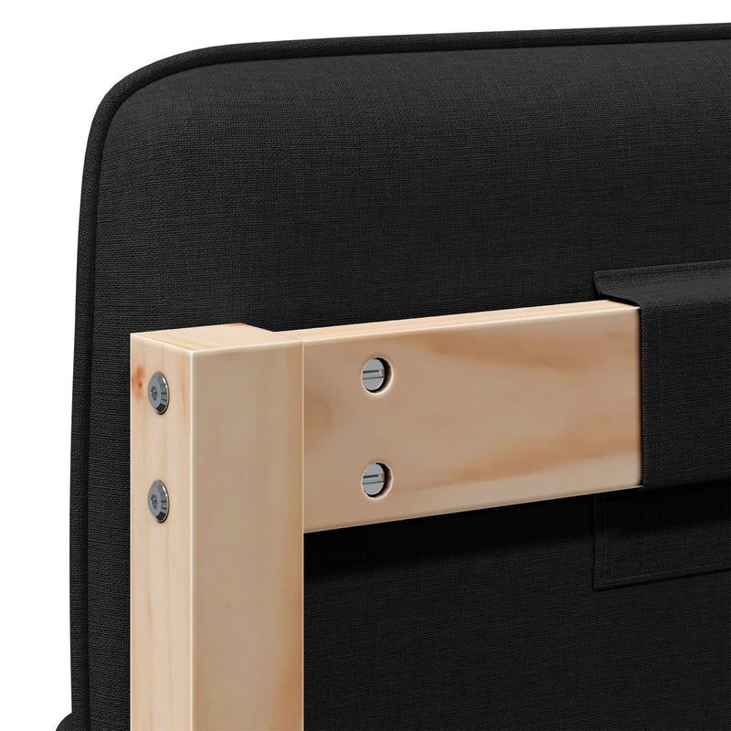 vidaXL Kárpitozott fejtámla Barna és fekete 200 cm Tömör fenyőfa