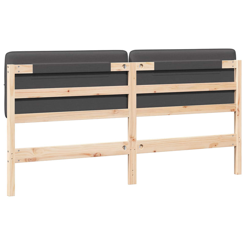 vidaXL Kárpitozott fejtámla Barna és sötétszürke 180 cm Tömör fenyőfa