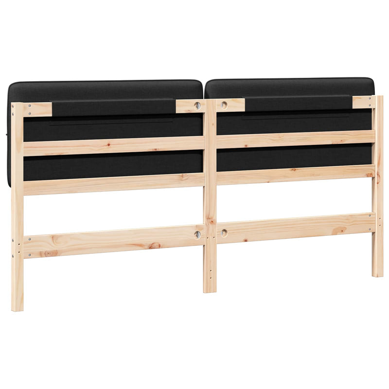 vidaXL Kárpitozott fejtámla Barna és fekete 180 cm Tömör fenyőfa