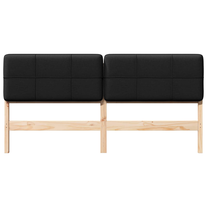 vidaXL Kárpitozott fejtámla Barna és fekete 180 cm Tömör fenyőfa