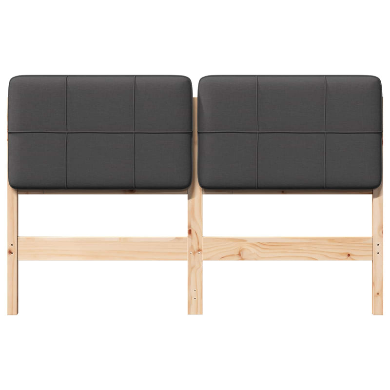 vidaXL Kárpitozott fejtámla Barna és sötétszürke 160 cm Tömör fenyőfa