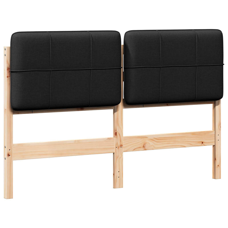 vidaXL Kárpitozott fejtámla Barna és fekete 140 cm Tömör fenyőfa