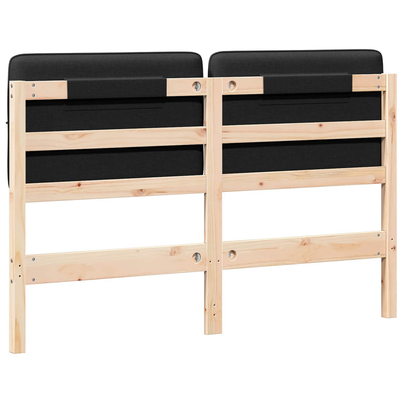 vidaXL Kárpitozott fejtámla Barna és fekete 140 cm Tömör fenyőfa