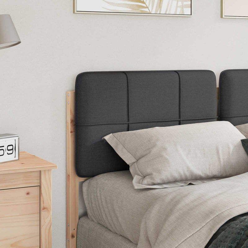 vidaXL Kárpitozott fejtámla Barna és sötétszürke 135 cm Tömör fenyőfa