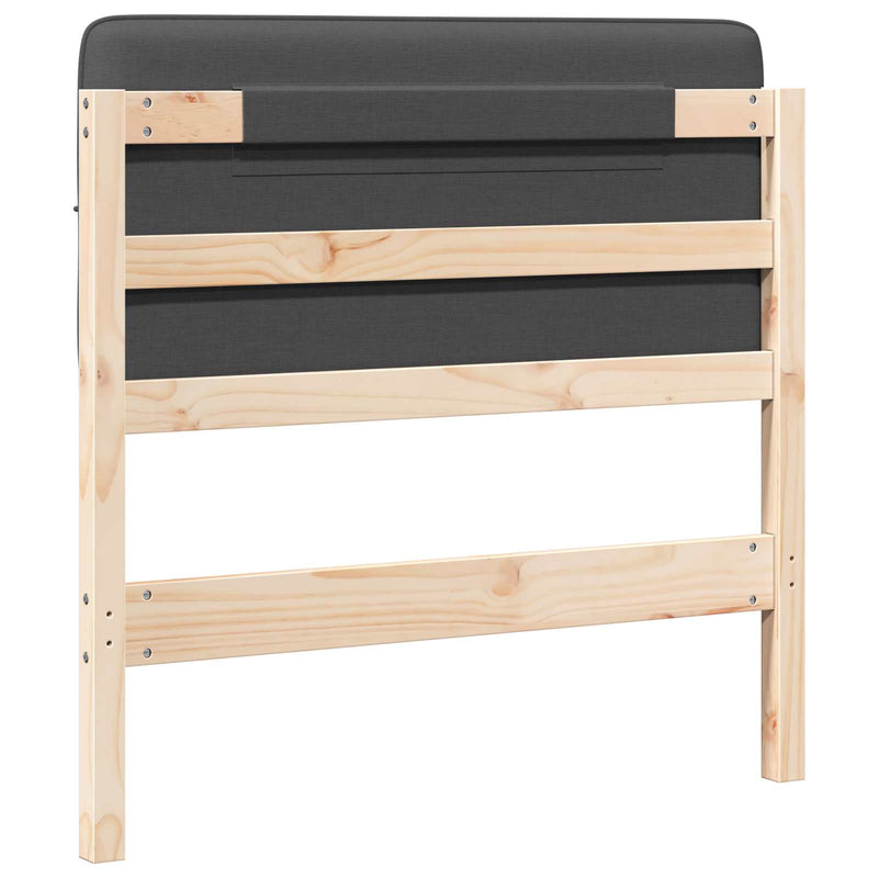 vidaXL Kárpitozott fejtámla Barna és sötétszürke 90 cm Tömör fenyőfa