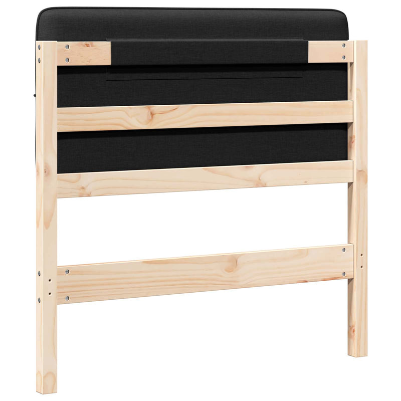 vidaXL Kárpitozott fejtámla Barna és fekete 75 cm Tömör fenyőfa