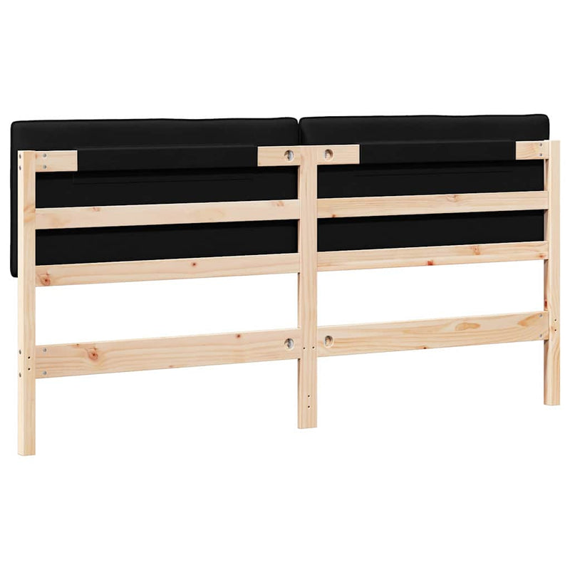 vidaXL Kárpitozott fejtámla Barna és fekete 200 cm Tömör fenyőfa