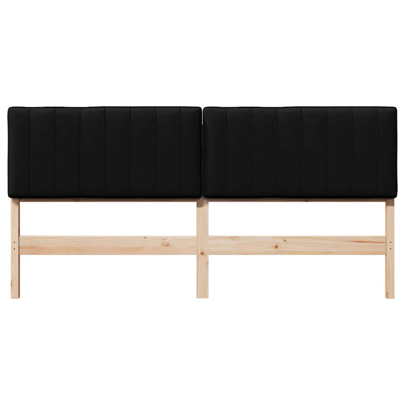 vidaXL Kárpitozott fejtámla Barna és fekete 200 cm Tömör fenyőfa