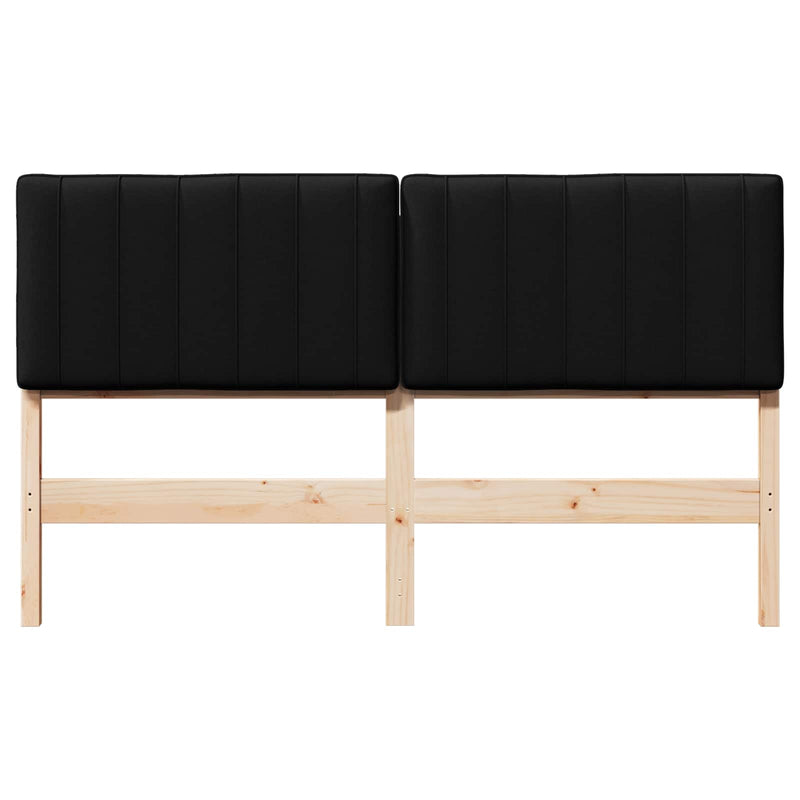 vidaXL Kárpitozott fejtámla Barna és fekete 160 cm Tömör fenyőfa