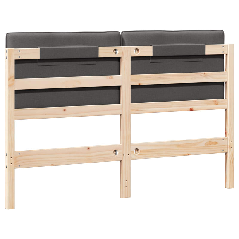 vidaXL Kárpitozott fejtámla Barna és sötétszürke 150 cm Tömör fenyőfa