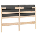 vidaXL Kárpitozott fejtámla Barna és sötétszürke 140 cm Tömör fenyőfa