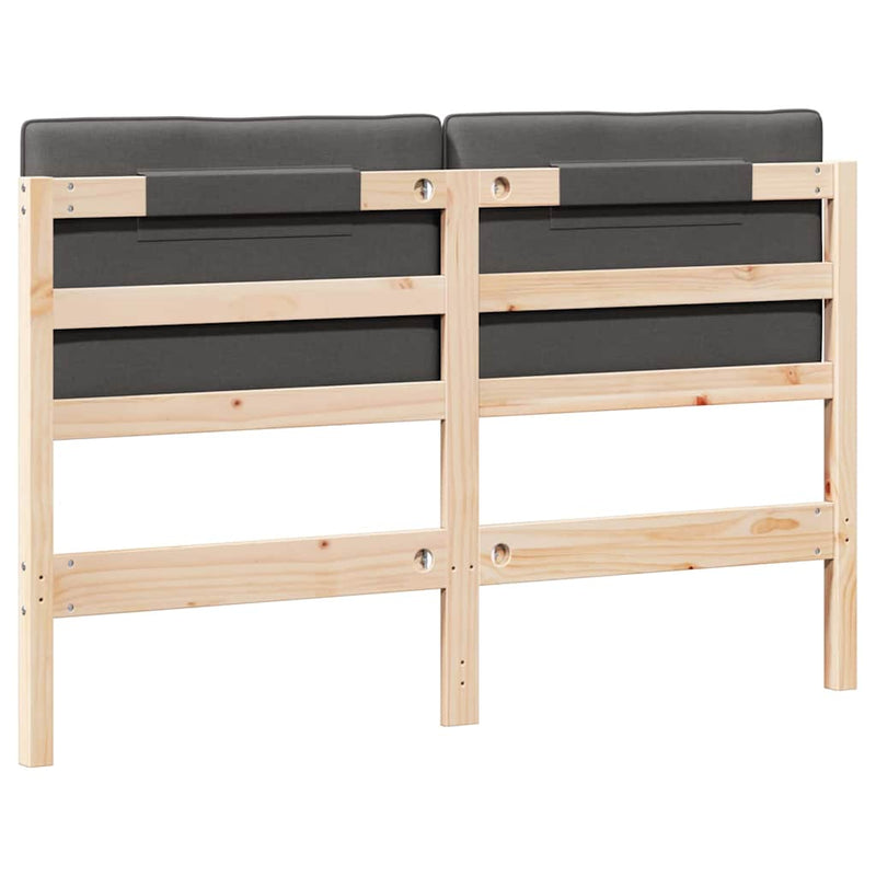 vidaXL Kárpitozott fejtámla Barna és sötétszürke 140 cm Tömör fenyőfa