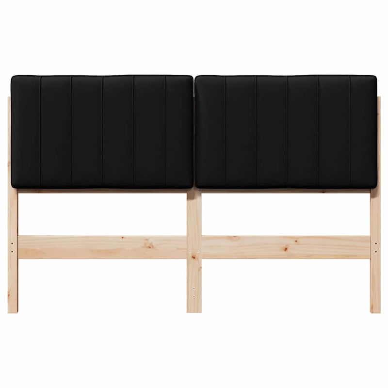 vidaXL Kárpitozott fejtámla Barna és fekete 140 cm Tömör fenyőfa