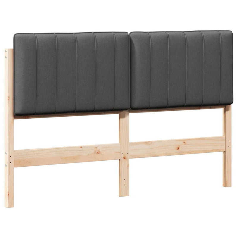 vidaXL Kárpitozott fejtámla Barna és sötétszürke 135 cm Tömör fenyőfa