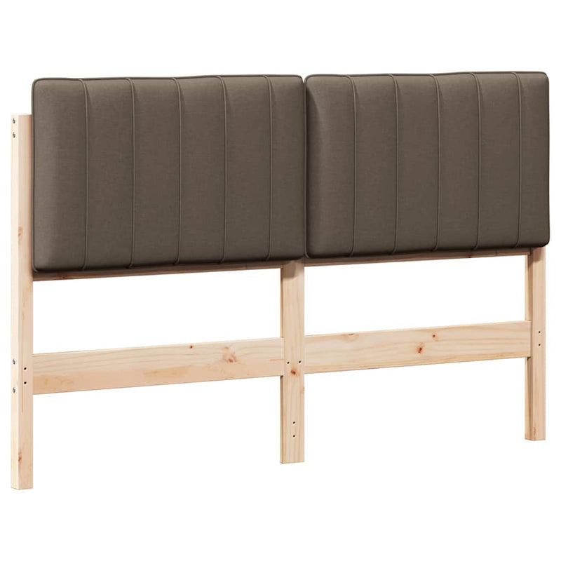 vidaXL Kárpitozott fejtámla Barna és taupe 135 cm Tömör fenyőfa