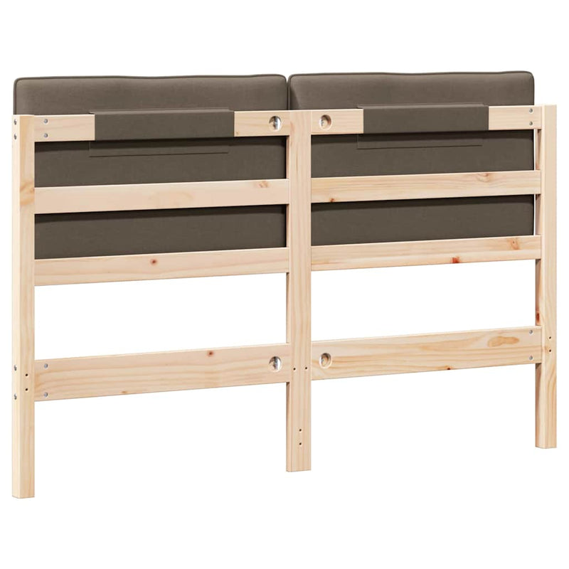 vidaXL Kárpitozott fejtámla Barna és taupe 135 cm Tömör fenyőfa