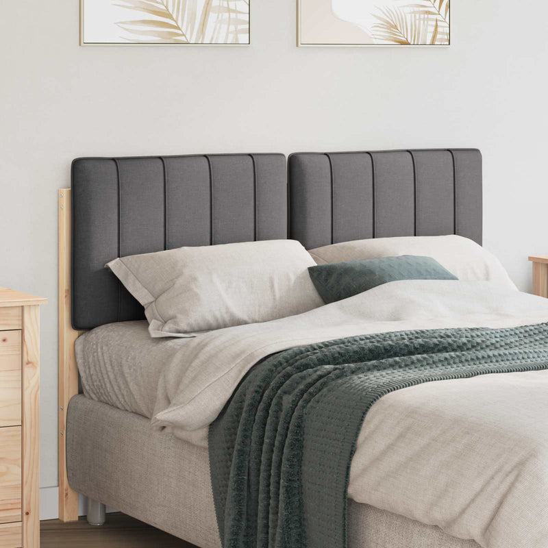 vidaXL Kárpitozott fejtámla Barna és sötétszürke 120 cm Tömör fenyőfa