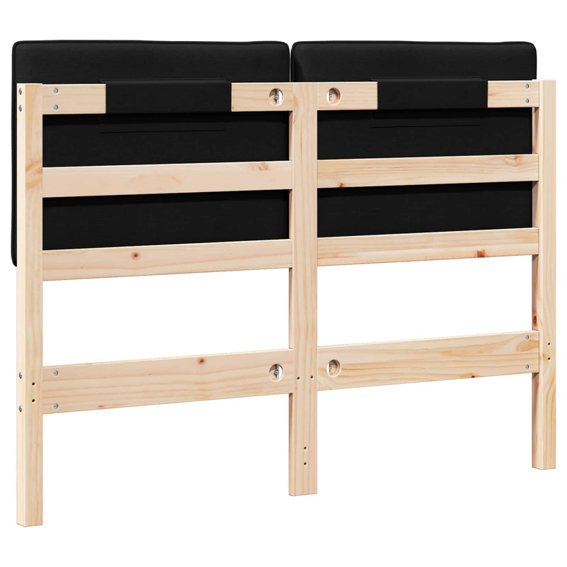 vidaXL Kárpitozott fejtámla Barna és fekete 120 cm Tömör fenyőfa