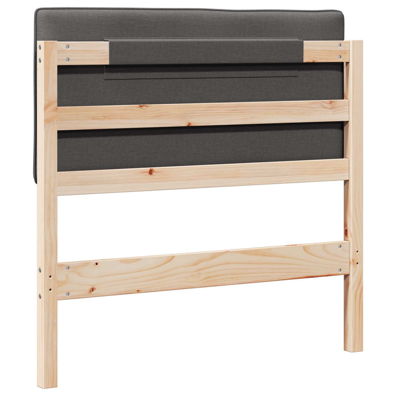 vidaXL Kárpitozott fejtámla Barna és sötétszürke 100 cm Tömör fenyőfa