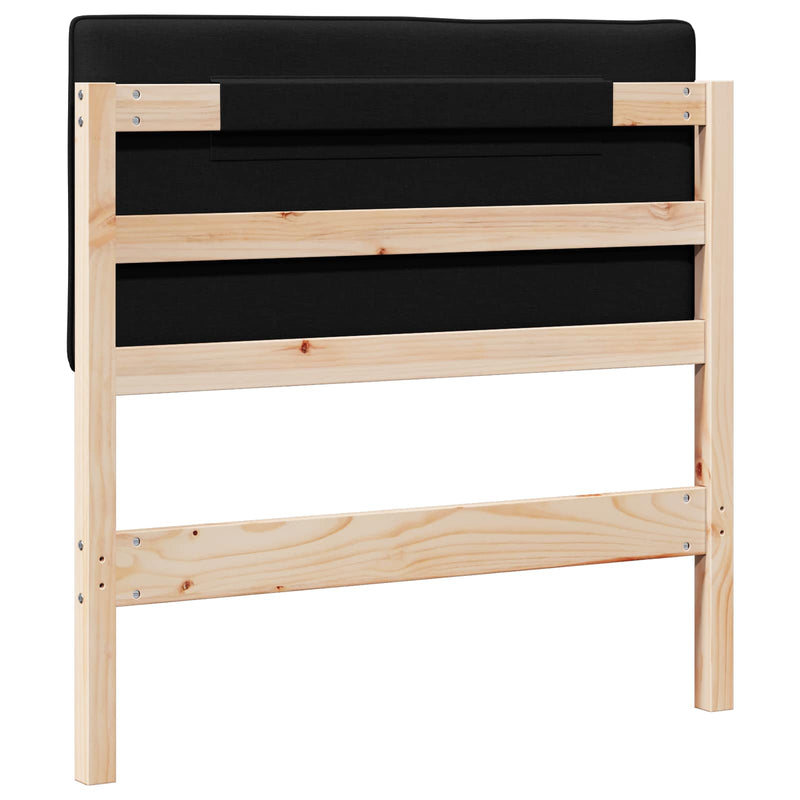 vidaXL Kárpitozott fejtámla Barna és fekete 100 cm Tömör fenyőfa