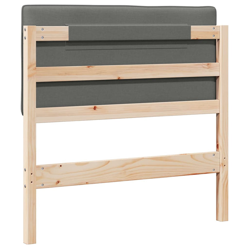 vidaXL Kárpitozott fejtámla Barna és Világosszürke 80 cm Tömör fenyőfa