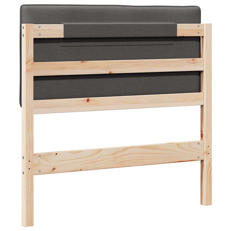 vidaXL Kárpitozott fejtámla Barna és sötétszürke 80 cm Tömör fenyőfa