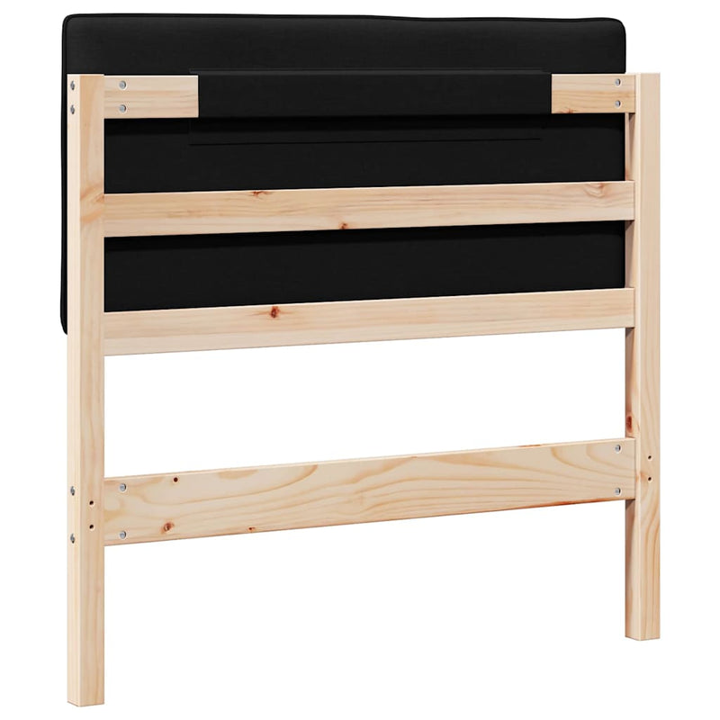 vidaXL Kárpitozott fejtámla Barna és fekete 75 cm Tömör fenyőfa