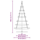 vidaXL Karácsonyi kúp fa állvánnyal Fekete 180 cm Acél