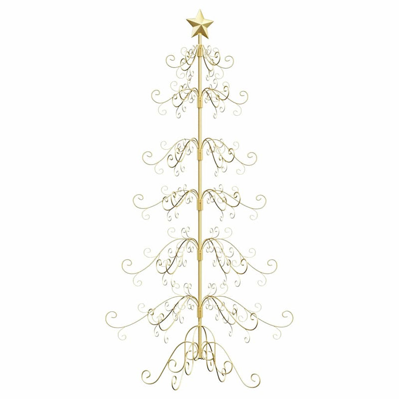 vidaXL Fém karácsonyfa állvánnyal Arany 215 cm Porszórt Acél
