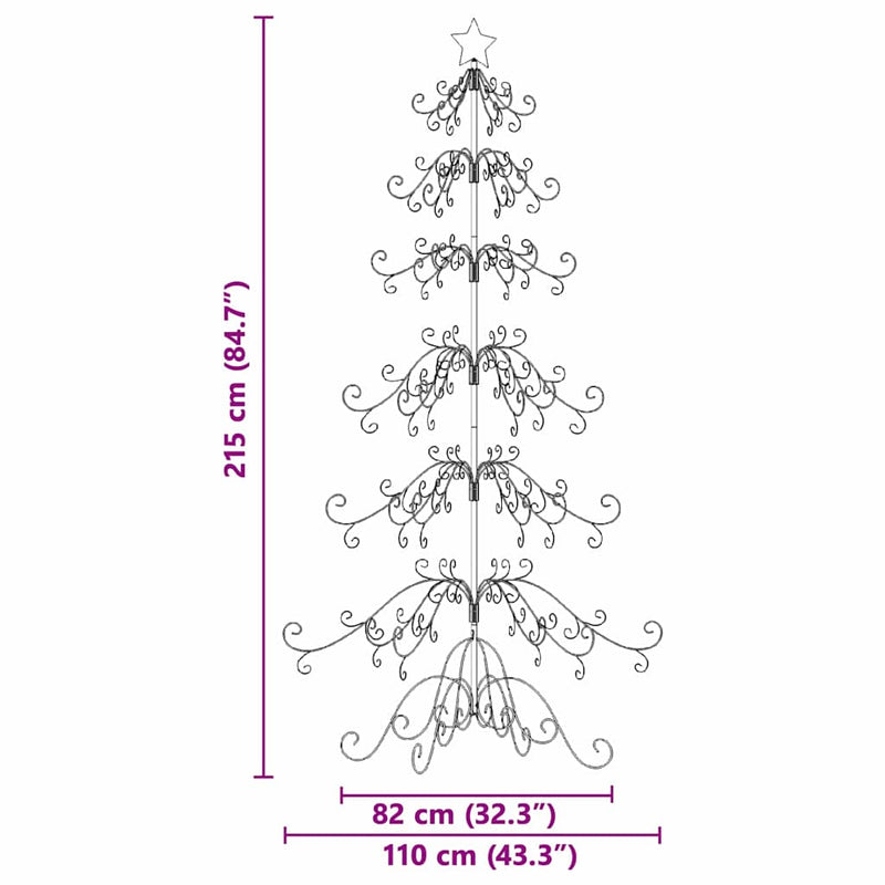 vidaXL Fém karácsonyfa állvánnyal Arany 215 cm Porszórt Acél