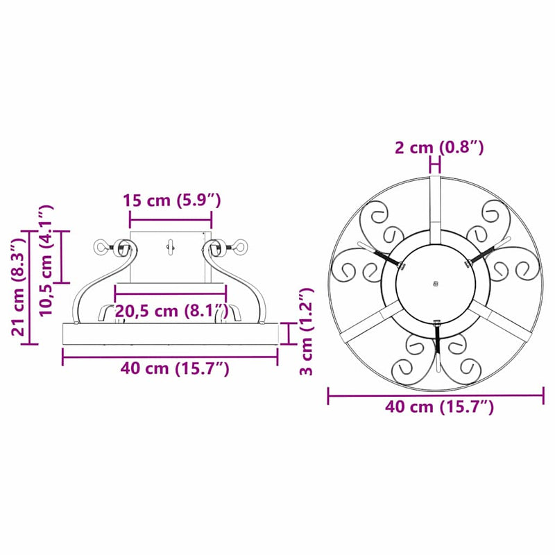 vidaXL Karácsonyfatalp Fekete 40 x 40 x 21 cm Acél