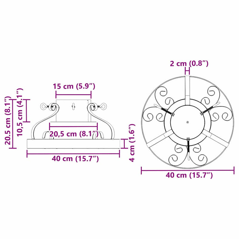 vidaXL Karácsonyfatalp Antik réz 40 x 40 x 20.5 cm Acél