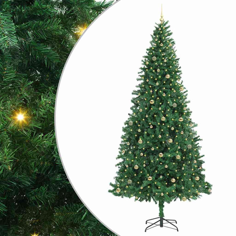 vidaXL Mű karácsonyfa 300 LED-del Zöld 300 cm PVC, Fém és Műanyag